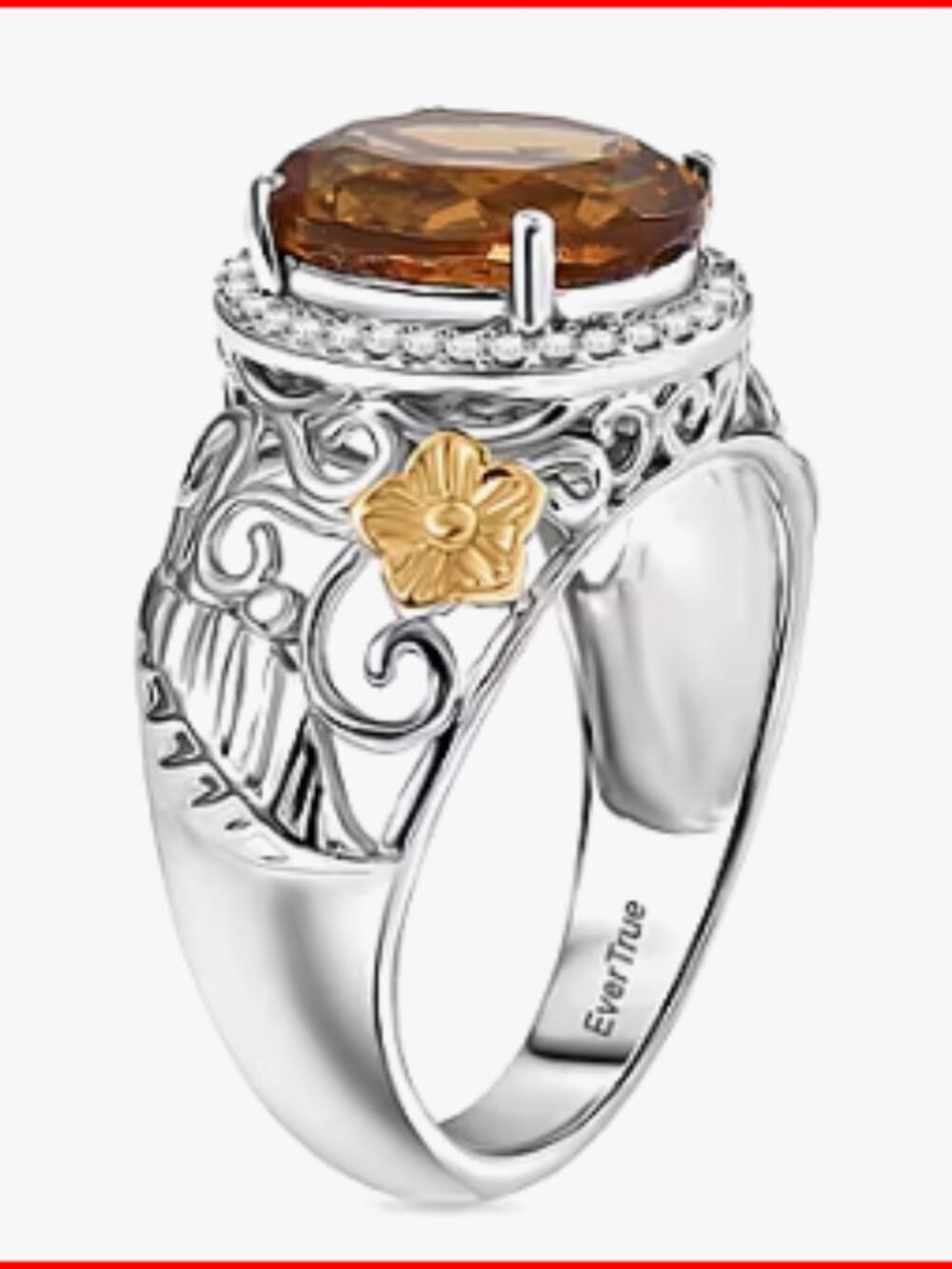 Autumn Alexite/White Zircon Maple Majesty Ring in 18K YG P - Picture 4 of 4